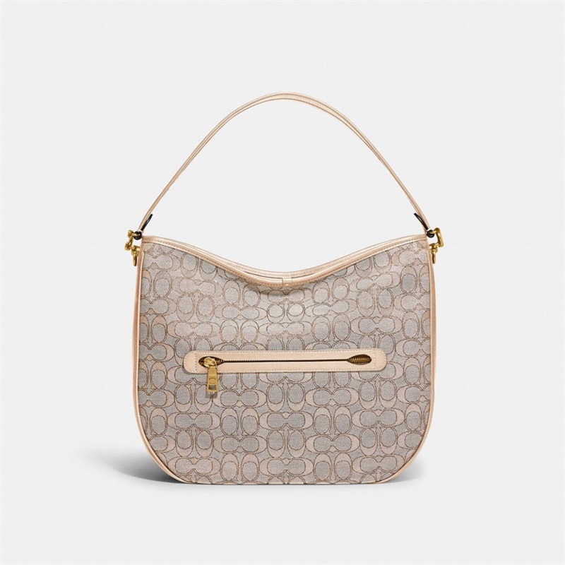 Geanta De Umar Dama Coach Soft Tabby Hobo In Signature Jacquard Gri Albi | Romania-197038