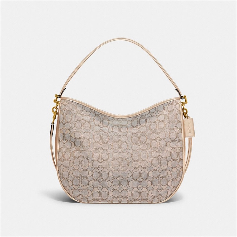 Geanta De Umar Dama Coach Soft Tabby Hobo In Signature Jacquard Gri Albi | Romania-197038