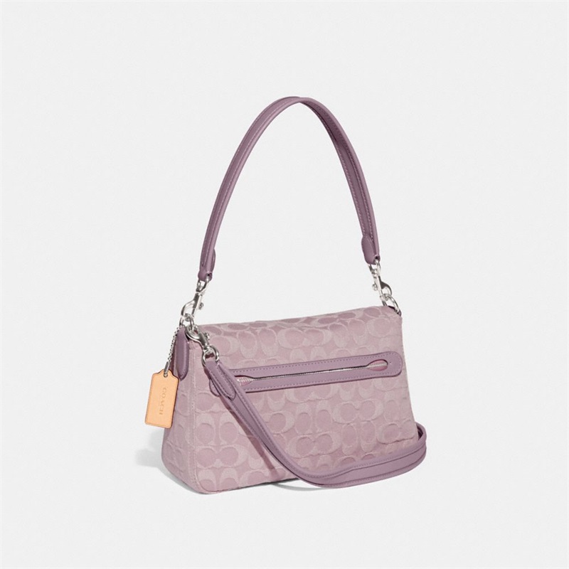 Geanta De Umar Dama Coach Soft Tabby In Signature Denim Argintii Violet | Romania-150429