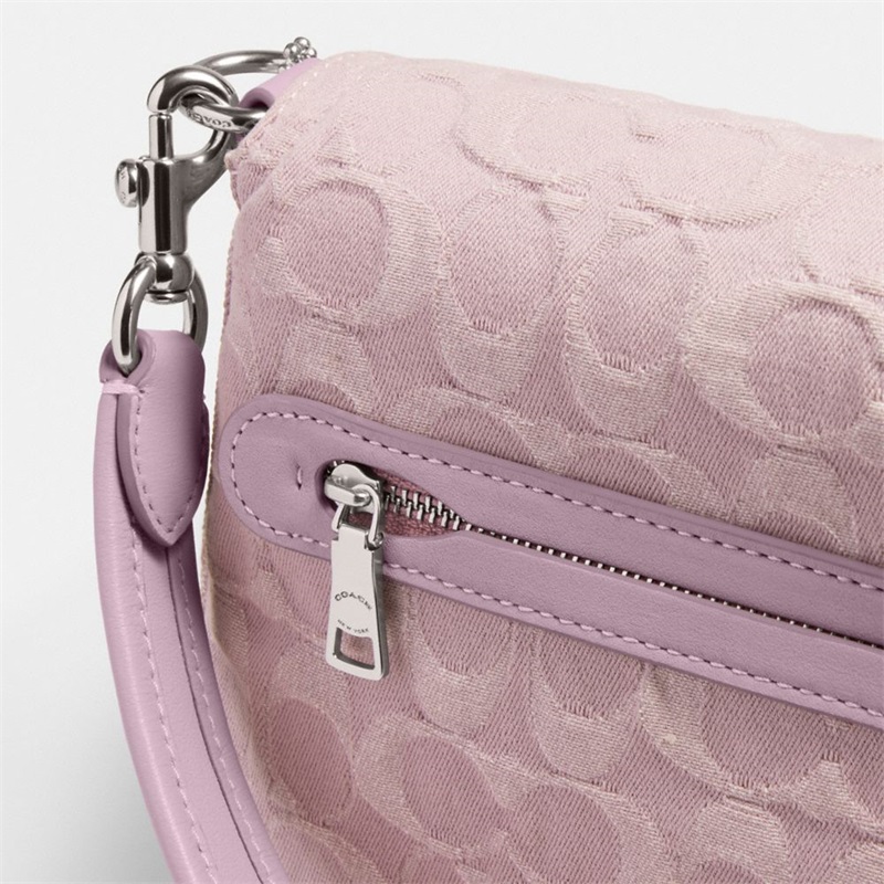 Geanta De Umar Dama Coach Soft Tabby In Signature Denim Argintii Violet | Romania-150429