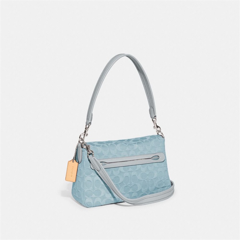 Geanta De Umar Dama Coach Soft Tabby In Signature Denim Argintii Albastri | Romania-210547