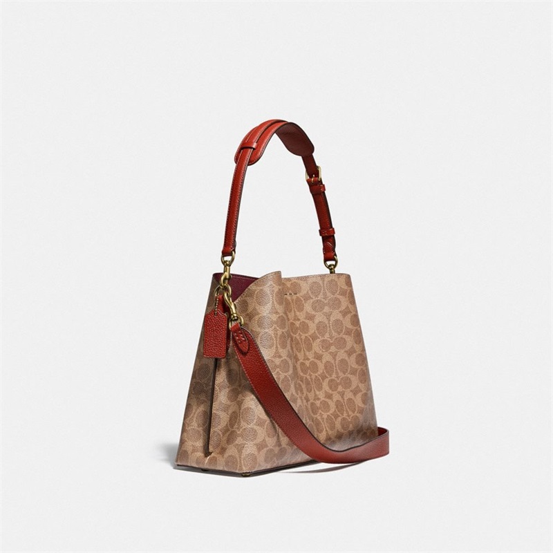 Geanta De Umar Dama Coach Willow In Signature Canvas Maro | Romania-874350