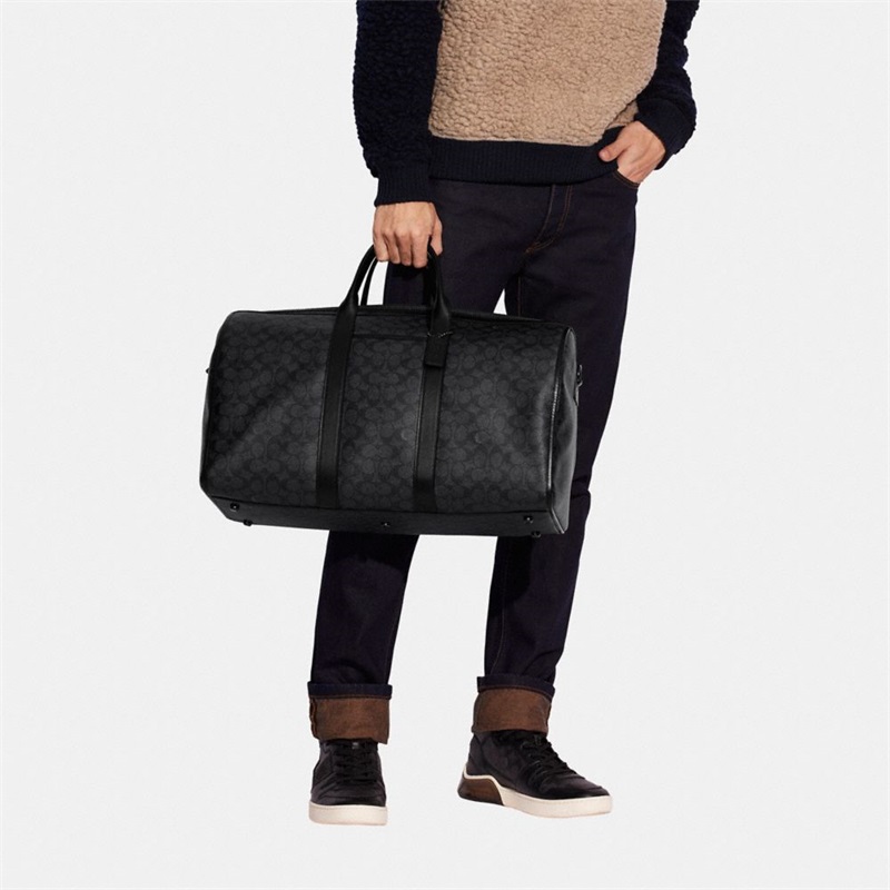 Geanta Duffle Barbati Coach Gotham In Signature Canvas Negrii Cupru Gri | Romania-739581