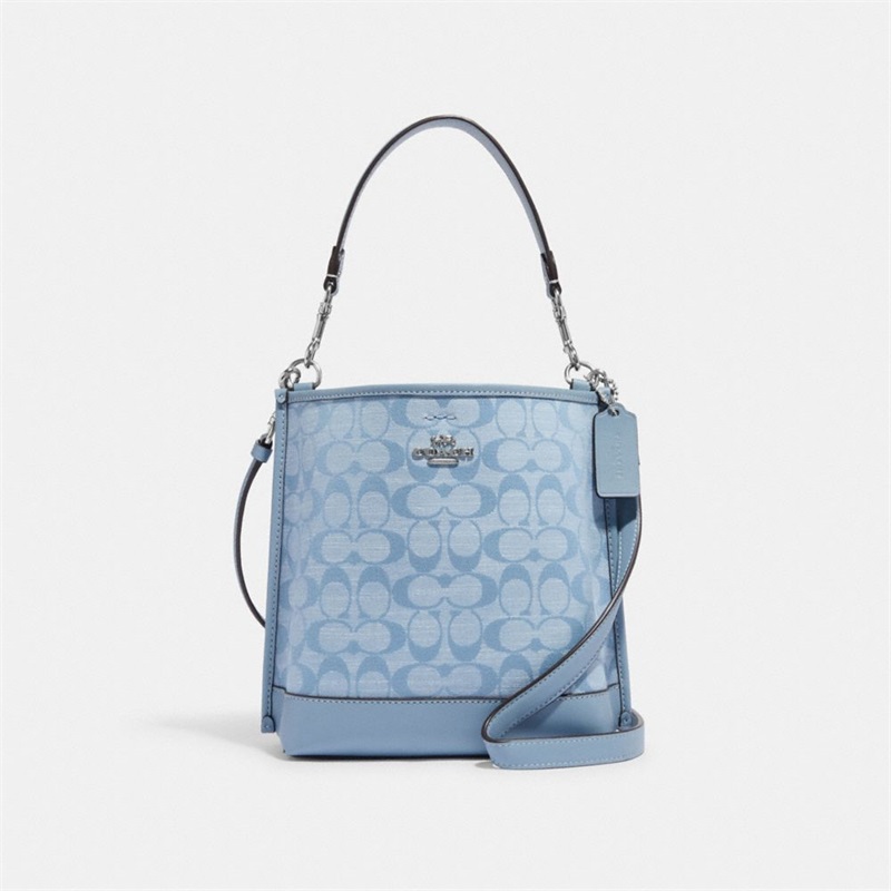 Geanta Galeata Dama Coach Mollie 22 In Signature Chambray Argintii Flori Colorati | Romania-783261