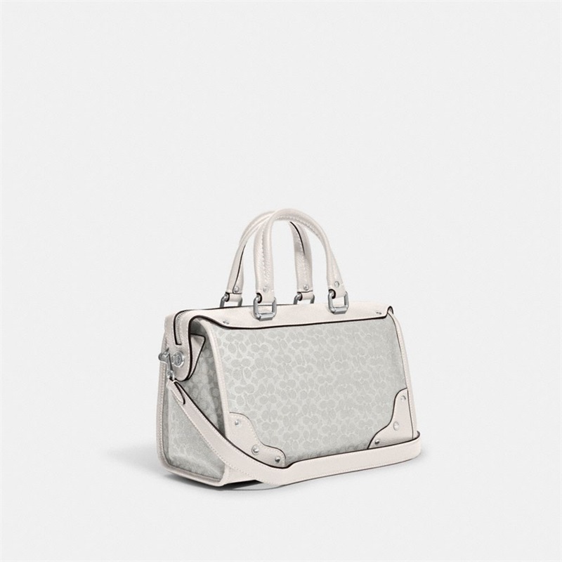 Geanta Satchel Dama Coach Millie In Colorblock Signature Canvas Argintii Albi | Romania-206875