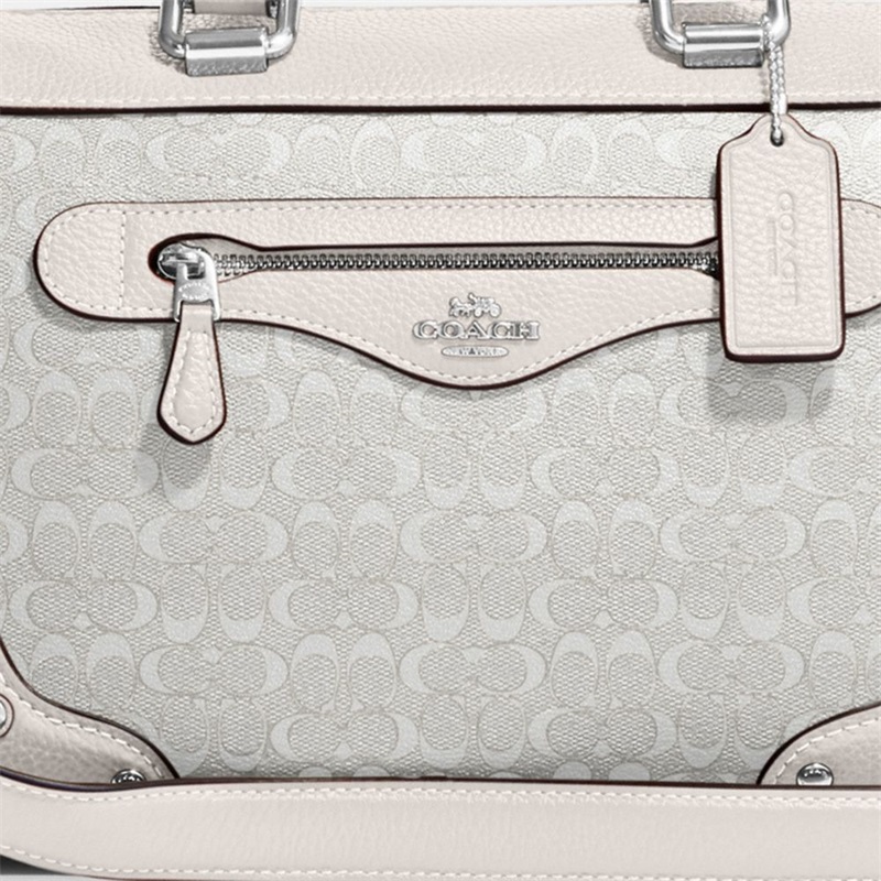 Geanta Satchel Dama Coach Millie In Colorblock Signature Canvas Argintii Albi | Romania-206875