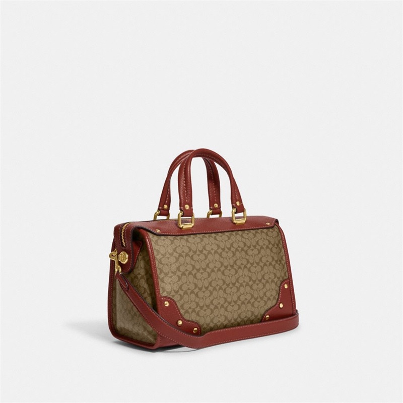 Geanta Satchel Dama Coach Millie In Colorblock Signature Canvas Aurii Kaki | Romania-879364