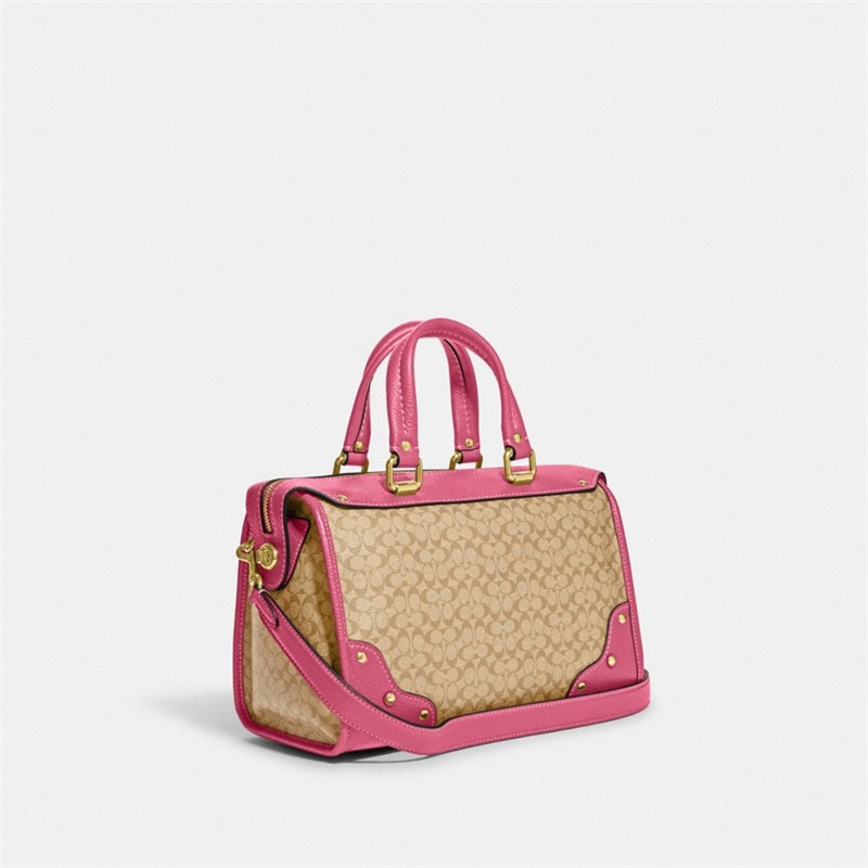 Geanta Satchel Dama Coach Millie In Colorblock Signature Canvas Kaki Deschis | Romania-897305