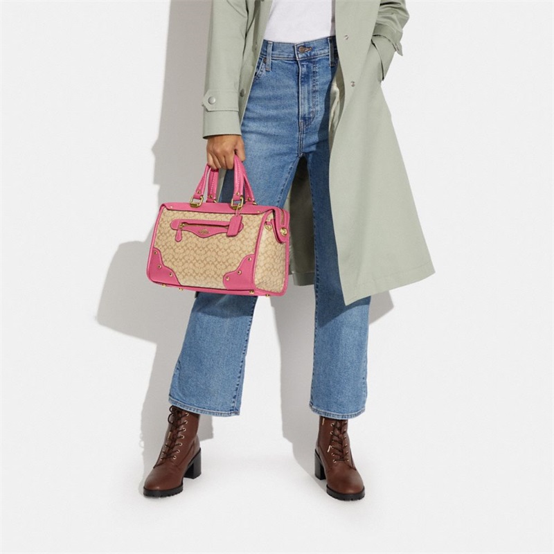 Geanta Satchel Dama Coach Millie In Colorblock Signature Canvas Kaki Deschis | Romania-897305