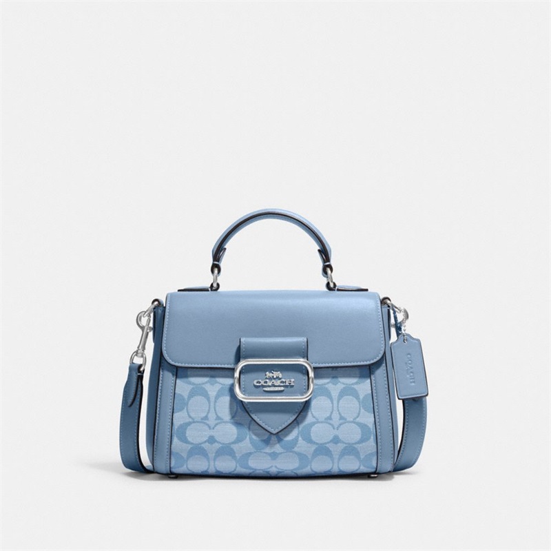 Geanta Satchel Dama Coach Morgan Top Handle In Signature Chambray Argintii Flori Colorati | Romania-509437