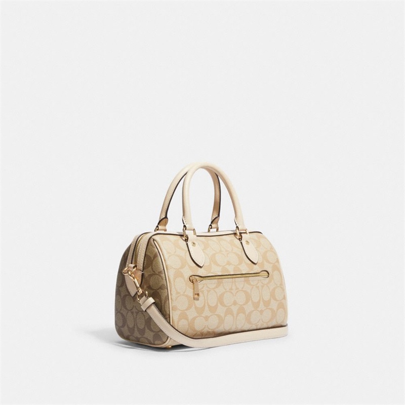 Geanta Satchel Dama Coach Rowan In Blocked Signature Canvas Aurii Kaki Deschis Colorati | Romania-276018