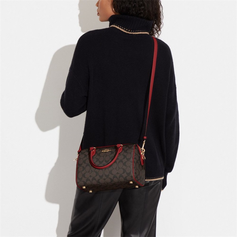 Geanta Satchel Dama Coach Rowan In Signature Canvas Aurii Maro Rosii | Romania-317204