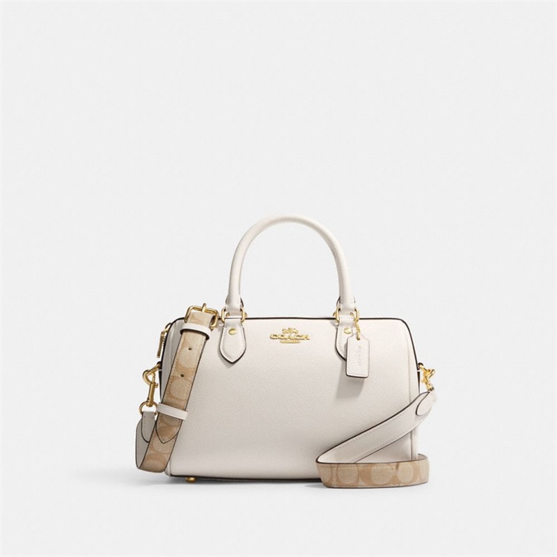 Geanta Satchel Dama Coach Rowan With Signature Canvas Detail Aurii | Romania-793214