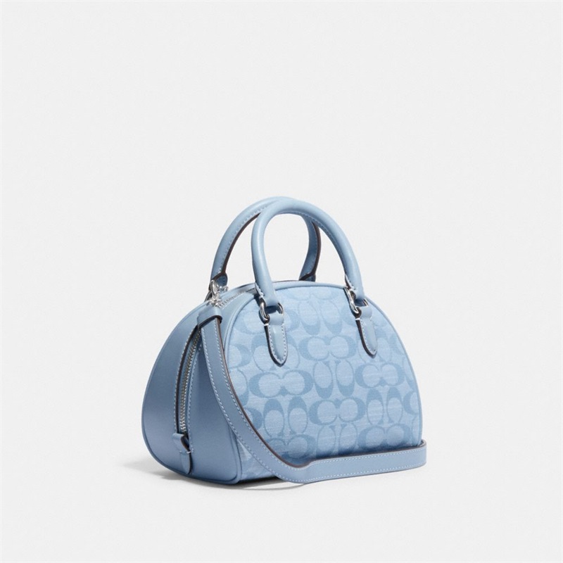 Geanta Satchel Dama Coach Sydney In Signature Chambray Argintii Flori Colorati | Romania-160479