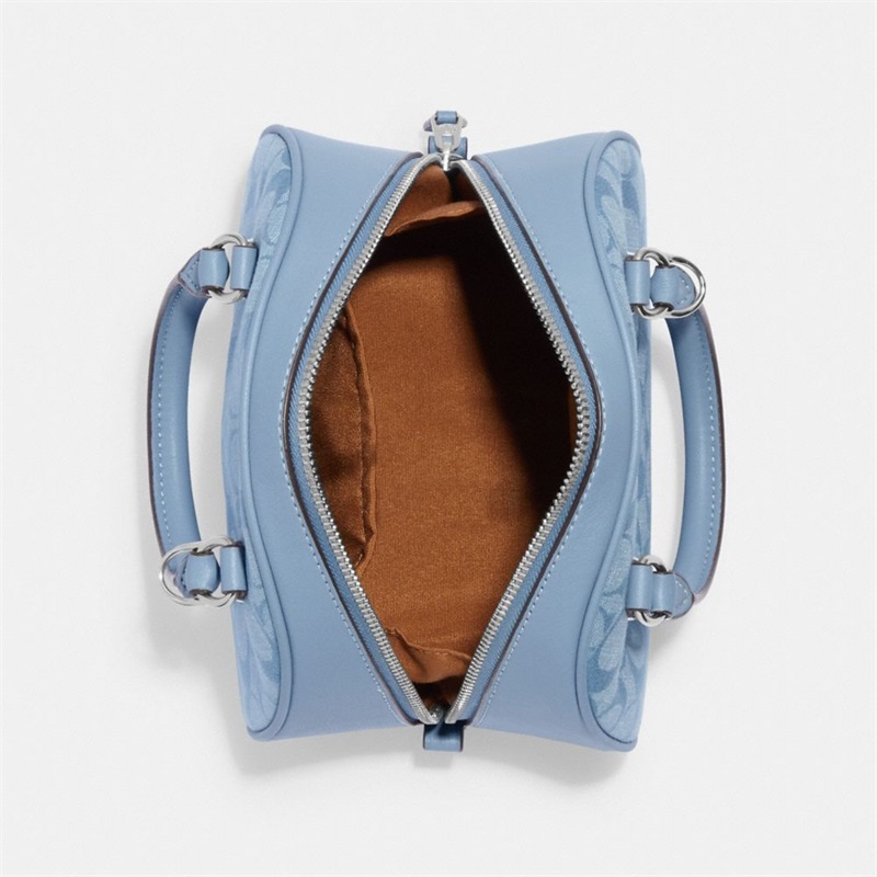 Geanta Satchel Dama Coach Sydney In Signature Chambray Argintii Flori Colorati | Romania-160479