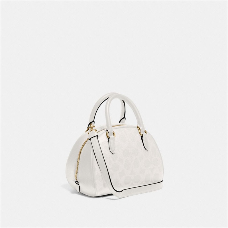 Geanta Satchel Dama Coach Sydney In Signature Canvas Aurii Albi | Romania-907134