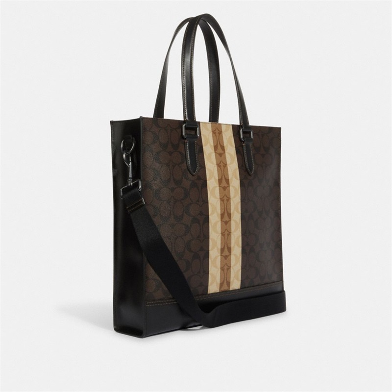 Geanta Tote Barbati Coach Graham Structured In Blocked Signature Canvas With Varsity Stripe Colorati | Romania-591384