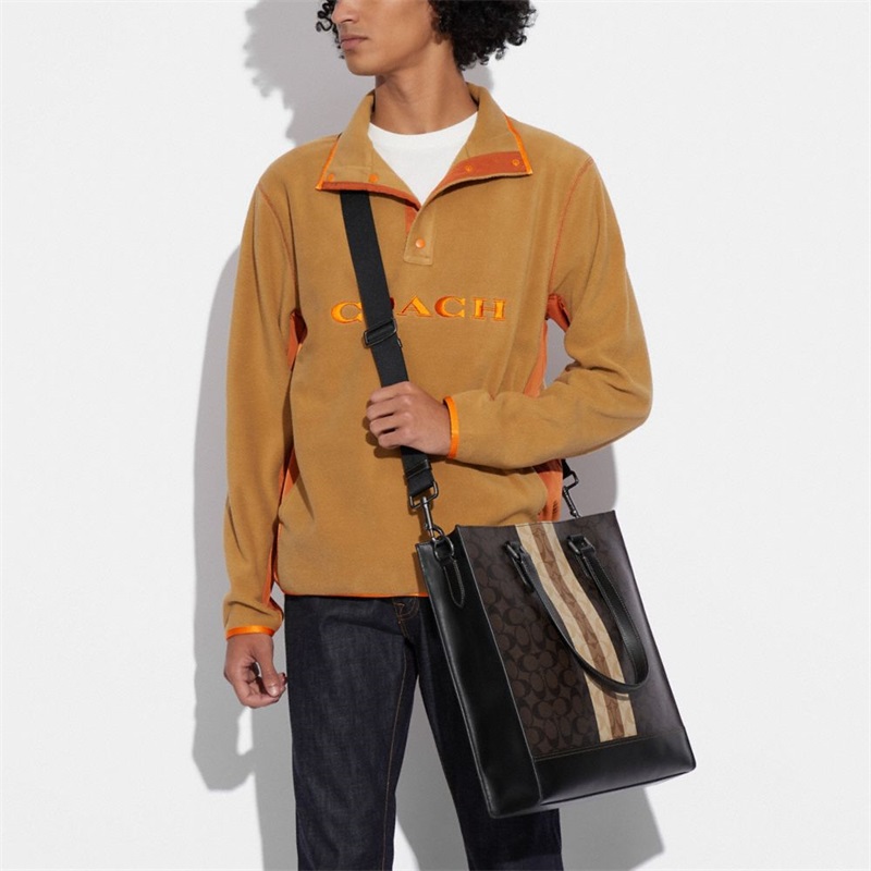 Geanta Tote Barbati Coach Graham Structured In Blocked Signature Canvas With Varsity Stripe Colorati | Romania-591384