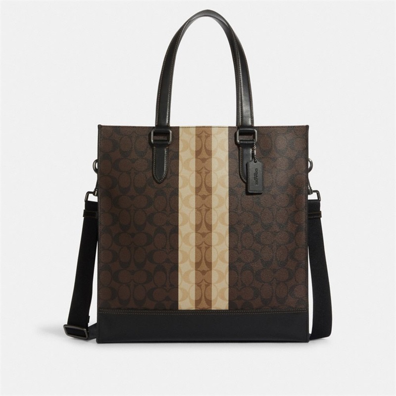 Geanta Tote Barbati Coach Graham Structured In Blocked Signature Canvas With Varsity Stripe Colorati | Romania-591384