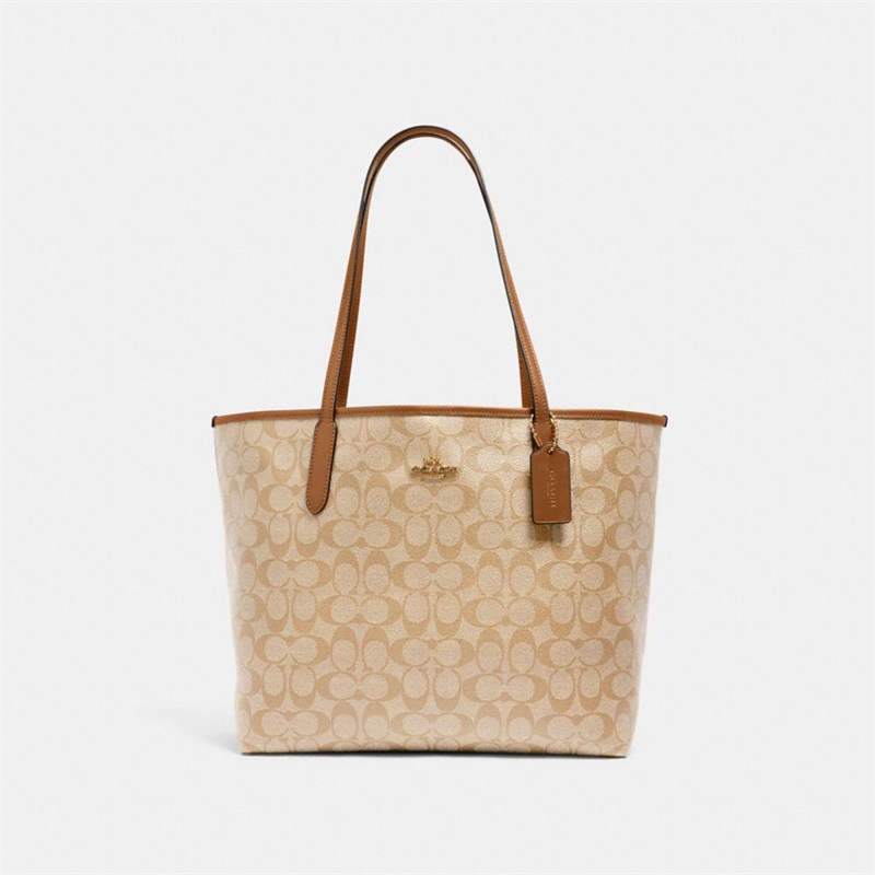 Geanta Tote Dama Coach City In Signature Canvas Aurii Kaki | Romania-270143