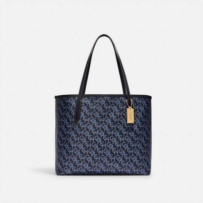 Geanta Tote Dama Coach City With Coach Monogram Print Aurii Bleumarin | Romania-235714