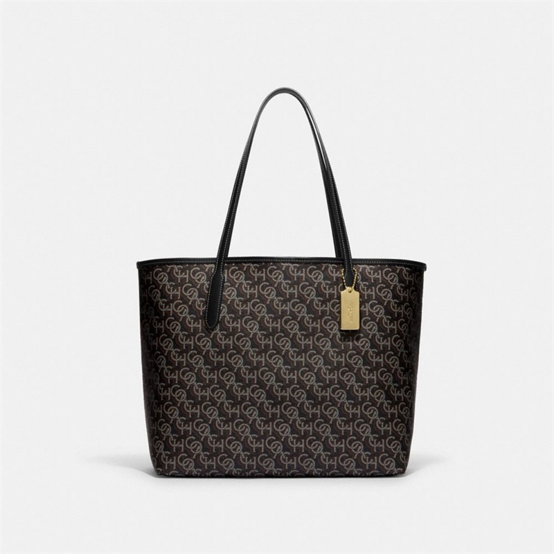 Geanta Tote Dama Coach City With Coach Monogram Print Aurii Negrii | Romania-470358