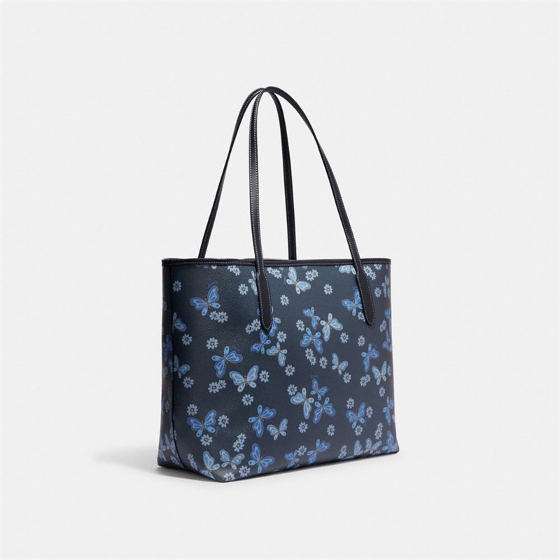 Geanta Tote Dama Coach City With Lovely Butterfly Print Argintii Bleumarin Colorati | Romania-986503