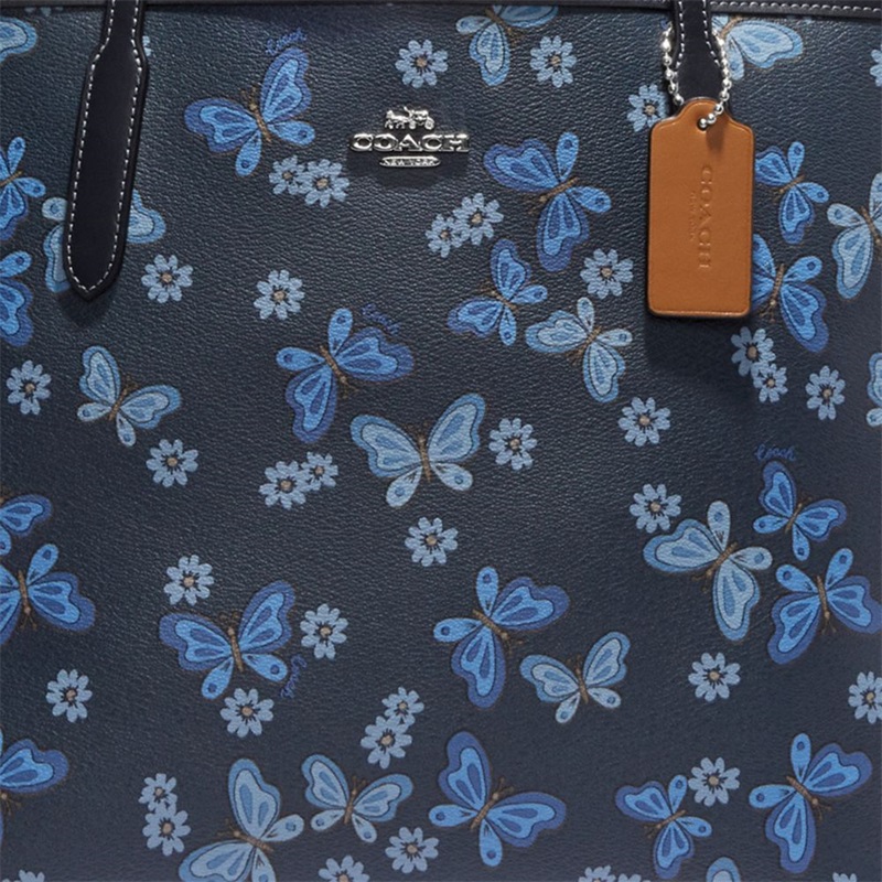 Geanta Tote Dama Coach City With Lovely Butterfly Print Argintii Bleumarin Colorati | Romania-986503