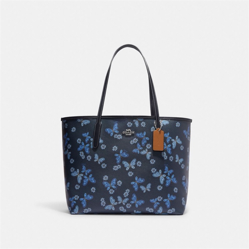 Geanta Tote Dama Coach City With Lovely Butterfly Print Argintii Bleumarin Colorati | Romania-986503