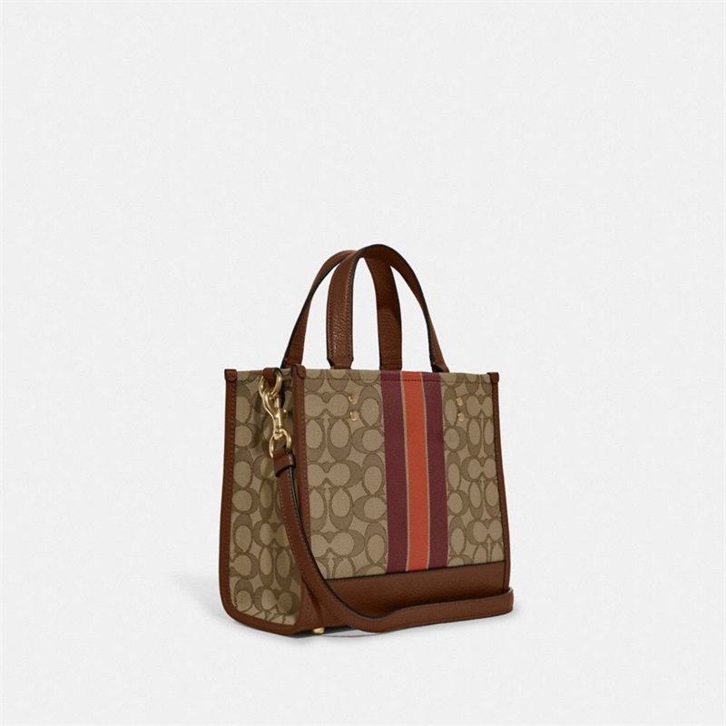 Geanta Tote Dama Coach Dempsey 22 In Signature Jacquard With Stripe And Coach Patch Kaki Colorati | Romania-094176