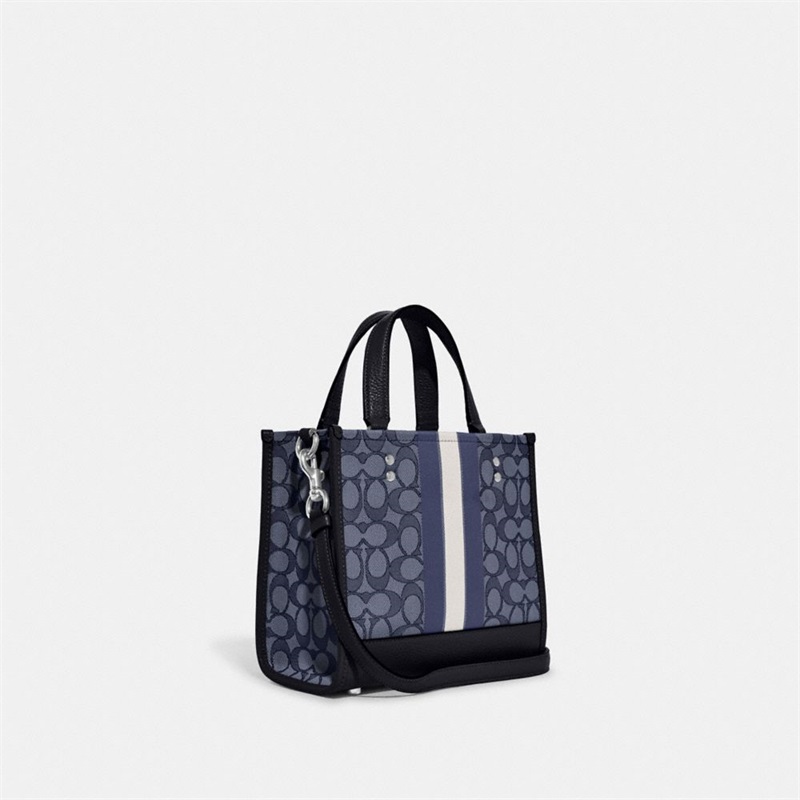 Geanta Tote Dama Coach Dempsey 22 In Signature Jacquard With Stripe And Coach Patch Argintii Bleumarin Colorati | Romania-346029