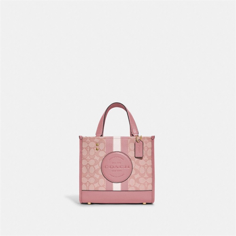 Geanta Tote Dama Coach Dempsey 22 In Signature Jacquard With Stripe And Coach Patch Aurii Roz Colorati | Romania-754163