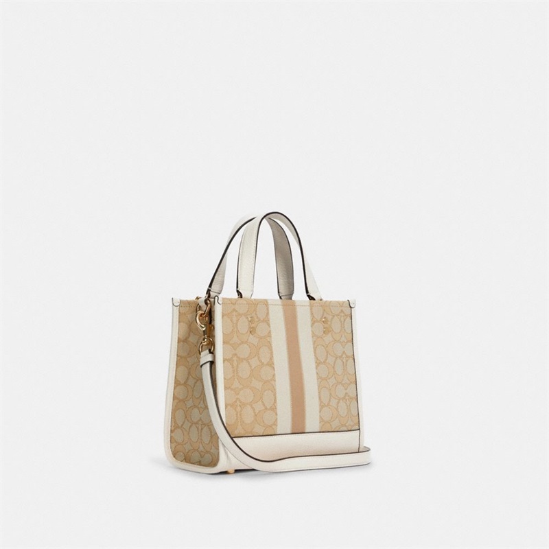 Geanta Tote Dama Coach Dempsey 22 In Signature Jacquard With Stripe And Coach Patch Aurii Kaki Deschis | Romania-915764