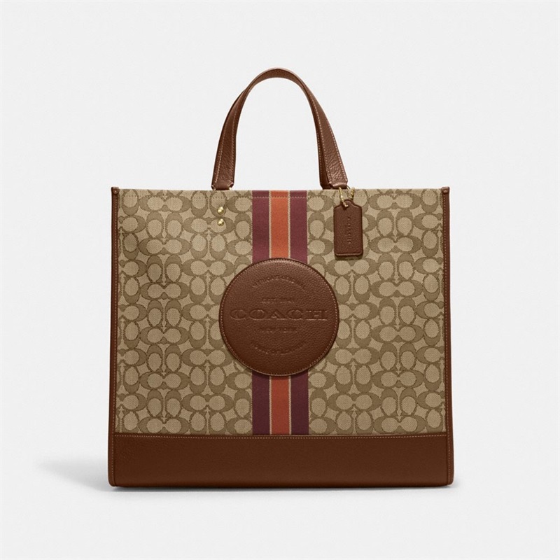 Geanta Tote Dama Coach Dempsey 40 In Signature Jacquard With Stripe And Coach Patch Kaki Colorati | Romania-351698