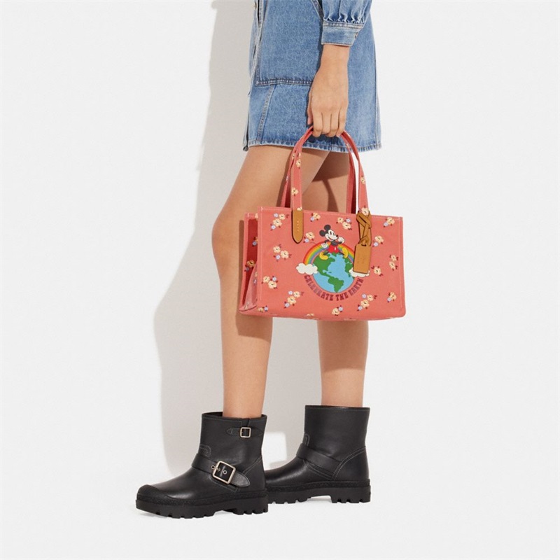 Geanta Tote Dama Coach Disney X Coach 30 In 100 Percent Recycled Canvas With Floral Print And Mickey Mouse Corai | Romania-812790