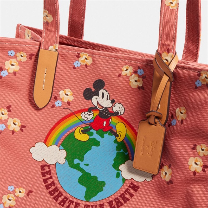 Geanta Tote Dama Coach Disney X Coach 30 In 100 Percent Recycled Canvas With Floral Print And Mickey Mouse Corai | Romania-812790