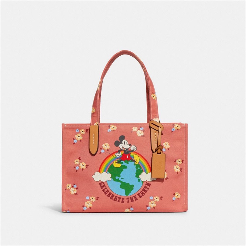 Geanta Tote Dama Coach Disney X Coach 30 In 100 Percent Recycled Canvas With Floral Print And Mickey Mouse Corai | Romania-812790