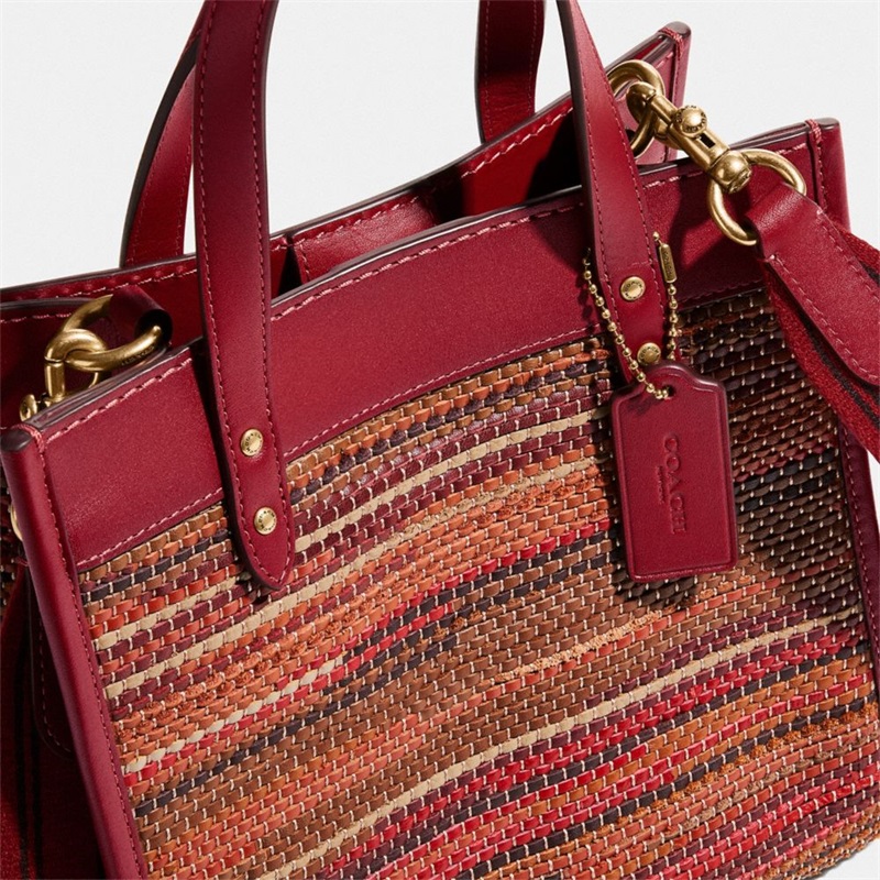 Geanta Tote Dama Coach Field 22 In Upwoven Leather Rosii Inchis Rosii Colorati | Romania-901726