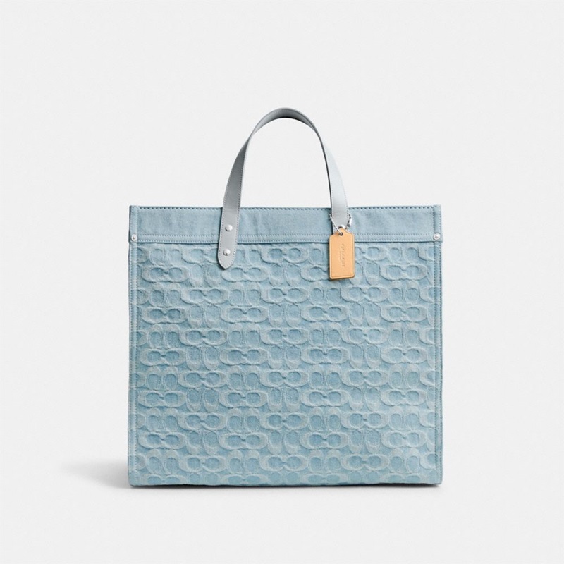 Geanta Tote Dama Coach Field 40 In Signature Denim Albastri | Romania-038742