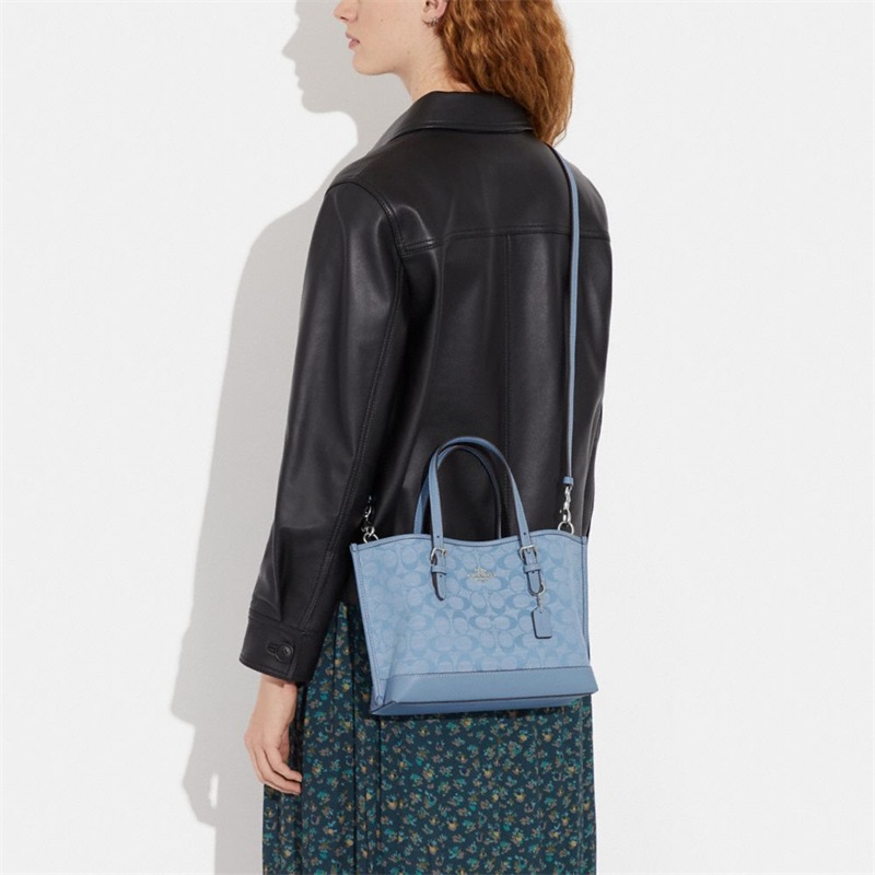 Geanta Tote Dama Coach Mollie 25 In Signature Chambray Argintii Flori Colorati | Romania-169453