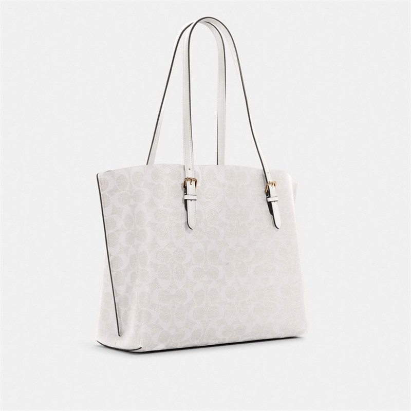 Geanta Tote Dama Coach Mollie In Signature Canvas Aurii Albi | Romania-725984