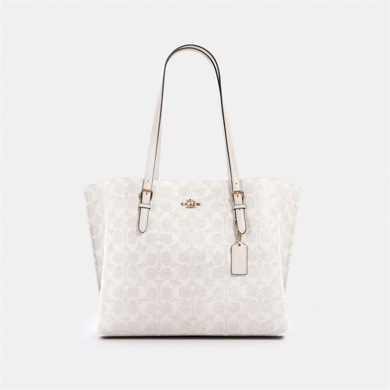 Geanta Tote Dama Coach Mollie In Signature Canvas Aurii Albi | Romania-725984