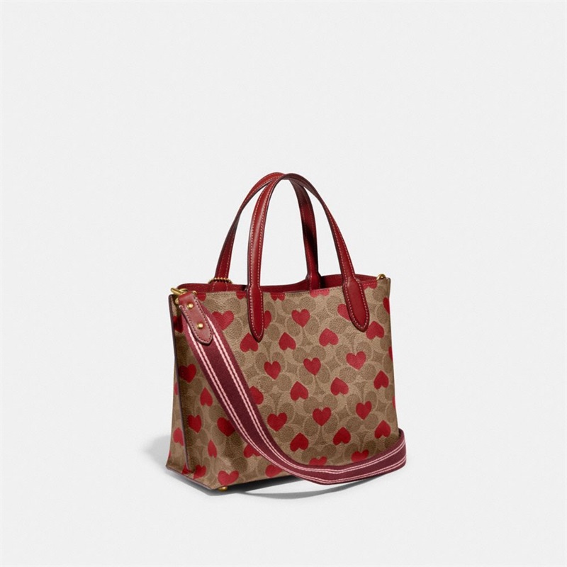 Geanta Tote Dama Coach Willow 24 In Signature Canvas With Heart Print Maro Rosii | Romania-869071