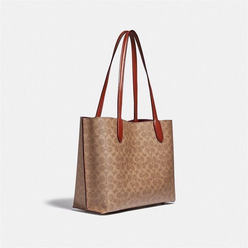 Geanta Tote Dama Coach Willow In Signature Canvas Maro | Romania-641932