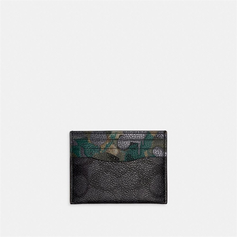 Husa Pentru Carduri Barbati Coach In Signature Canvas With Camo Print Gri Colorati | Romania-613740