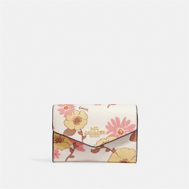 Husa Pentru Carduri Dama Coach Flap With Floral Cluster Print Aurii Colorati | Romania-937426