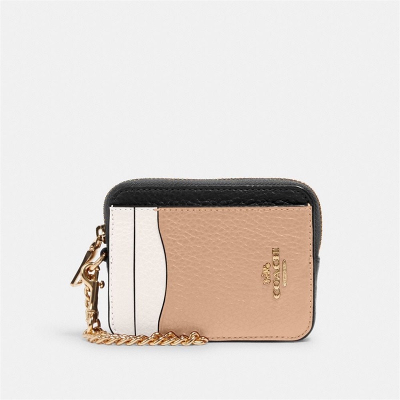 Husa Pentru Carduri Dama Coach Zip In Colorblock Aurii Colorati | Romania-864023