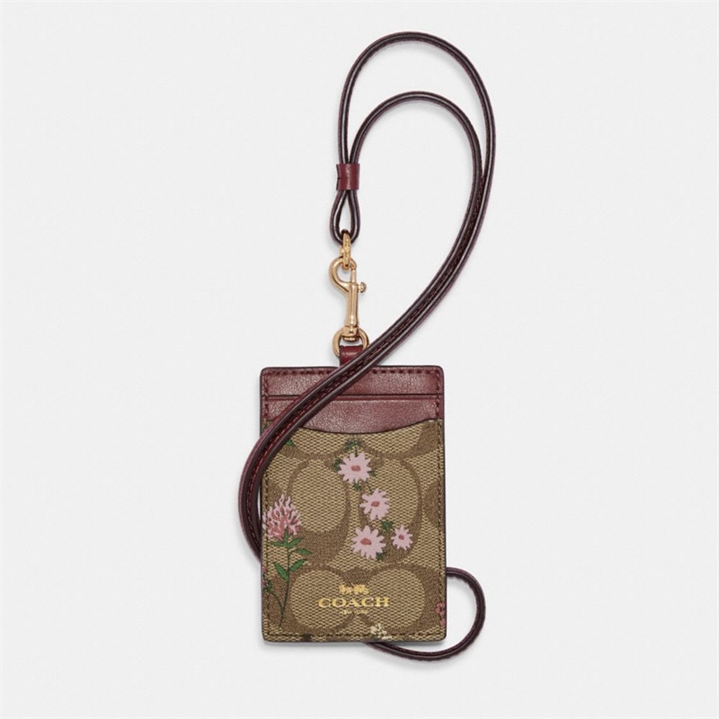 Lanyard Dama Coach Id In Signature Canvas With Wildflower Print Aurii Kaki Colorati | Romania-691245