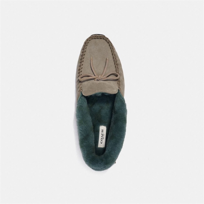 Loafers Barbati Coach Shearling Driver Verzi | Romania-415986