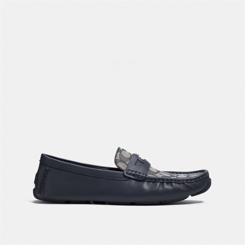 Loafers Barbati Coach Signature Coin Driver With Signature Jacquard Bleumarin | Romania-743189